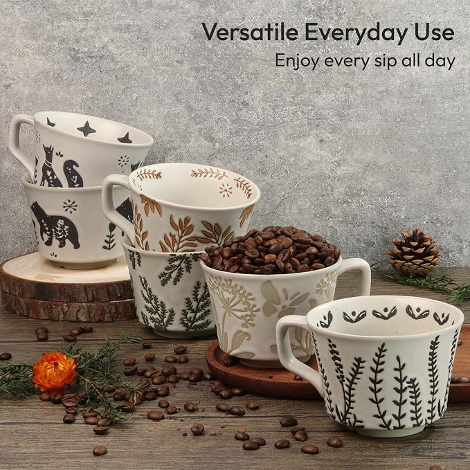 11 oz Ceramic Coffee Mug, Stoneware Teacup with Handle | Small Novelty Unique Cup for Tea Mocha Latte Cappuccino, Microwave Dishwasher Safe (Fox)