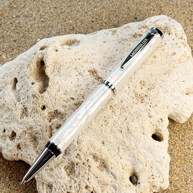 LACHIEVA LUX Mother of Pearl Ballpoint Pen, Elegant Executive Gift Set, Writing Pen for Men & Women, German P900M Refill, Pearl Radiance Collection
