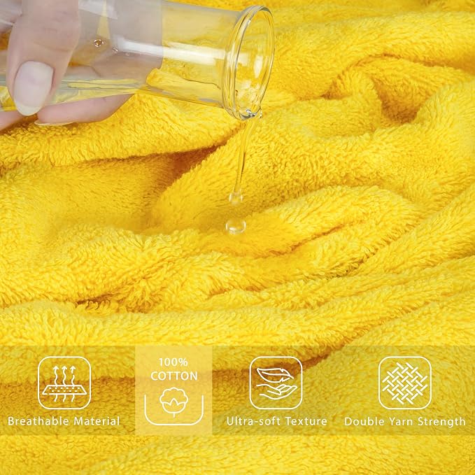 Cotton Paradise 100% Cotton Turkish Towel, Soft Absorbent Quick Dry, 40x80 Oversized Bath Sheet Towel, Yellow
