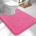 OLANLY Toilet Rugs U-Shaped 24x24, Extra Soft Absorbent Chenille Contour Bathroom Rugs for Toilet, Dry Quickly, Machine Washable, Non-Slip Bath Mat, Hot Pink