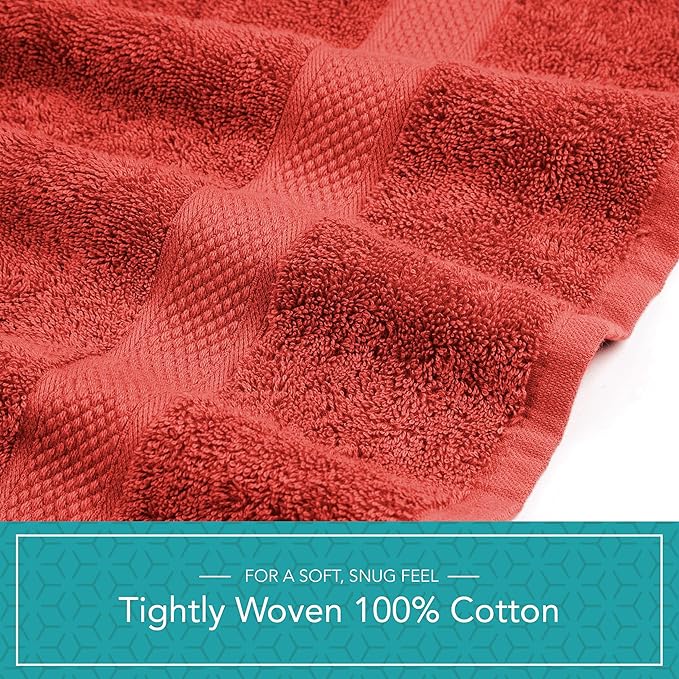 Pleasant Home Bath Towels Set of 6 (24” x 50”) 100% Cotton, 515 GSM | Lightweight, Soft & Highly Absorbent Luxury Towels for Bathroom | for Gym, Pool & Spa | 6 Pack, Red