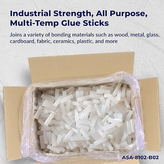 ASA Industrial Hot Glue Sticks 5/8" x 2" (TC-Size) Clear High Temp – Stronger Hold, Low Stringing – Short Glue Gun Refills for Crafts, Wood, Fabric & Packaging – 25 lb (1,416 Count)