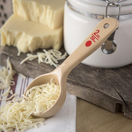 Carlisle FoodService Products Measure Miser Plastic Measuring Spoon with Short Handle, 2 Ounces, Beige, 1 Count (Pack of 2)