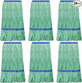 Eccliy 24 Pack Commercial Mop Heads Replacement Heavy Duty 18 oz Loop End Cotton String Wet Mop Refills Washable Absorbent Reusable for Industrial Home Tile Wood Concrete Floor (Green,Blue)