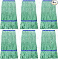 Eccliy 3 Pack Commercial Mop Heads Replacement Heavy Duty 18 oz Loop End Cotton String Wet Mop Refills Washable Absorbent Reusable for Industrial Home Tile Wood Concrete Floor (Green,Blue)