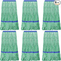 Eccliy 6 Pack Commercial Mop Heads Replacement Heavy Duty 18 oz Loop End Cotton String Wet Mop Refills Washable Absorbent Reusable for Industrial Home Tile Wood Concrete Floor (Green,Blue)