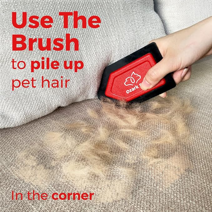 Pet Hair Remover, Dog Hair Remover Detailer & Glove - with Edge Sweeping, Avoid Scratching, Remover Kit for Couch, Car, Comforter, Essential Tool for Clean House (Red, Detailer)