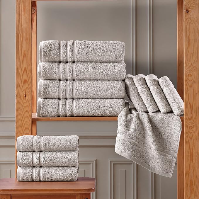 Hawmam Linen Ice Silver Bath Towels 4 Pack Soft and Absorbent, Premium Quality Perfect for Daily Use 100% Cotton Towel 600 GSM