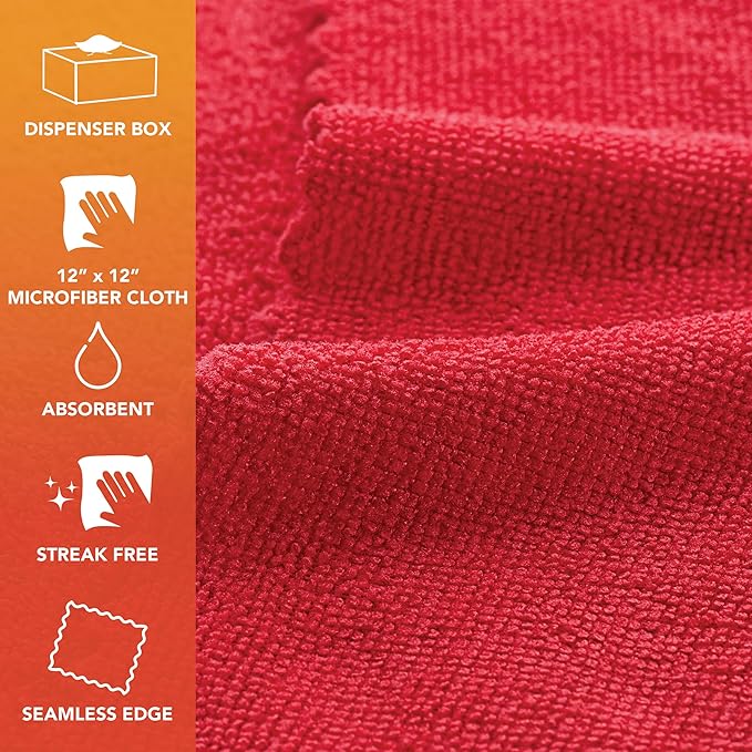 Arkwright Smart Rags Microfiber Cleaning Cloths, Pallet of 14400, Lint Free 180 GSM Reusable Towels for Auto, Office and Household Cleaning, 12 x 12 in, Red