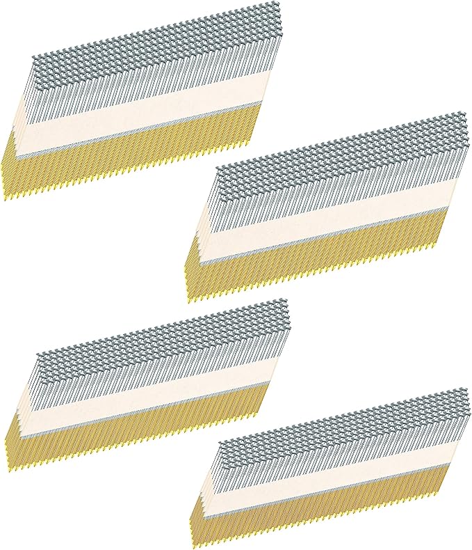 HW HAMWOO 34°Framing Nails,Ring Shank,2",2-1/2",3",3-1/2":960pcs | D Head Nail Pack,Hot Dipped Galvanized Paper Tape Strip Nails,for 30 to 34 Degree Framing Nailer