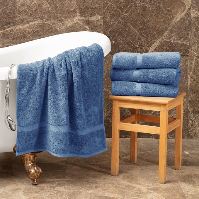 Towel Bazaar 4-Piece Bath Towel Set, Cotton Turkish Towels, 27x54 Luxury Towel Super Soft and Absorbent, Perfect Use for Bathroom, Shower Towels - Wedgewood