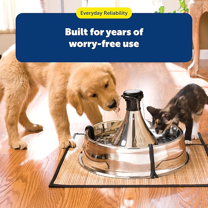 PetSafe Drinkwell Stainless Multi-Pet Fountain, red, 8 lb (PWW00-13705) | Customizable 1-5 Water Streams, Rust/Scratch-Resistant Stainless Steel, Carbon and Foam Filters Included