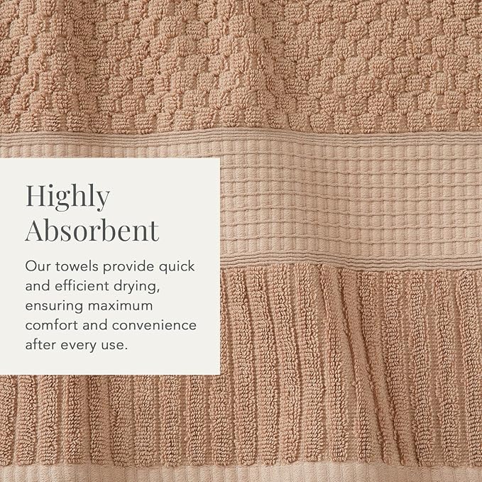 NY Loft 100% Cotton 2-Pack Oversized Bath Towel Set | Taupe | Quick-Dry | Two Oversized 35" x 70" Bath Towels / Bath Sheets | Super Absorbent | Designer-Styled Texture