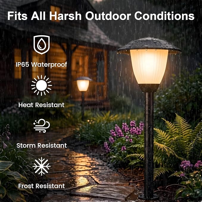 6 Pack Low Voltage Landscape Lighting LED Garden Lights Warm White | 3000K 1.7W 12V AC/DC Landscaping Lights,ETL UL CSA Listed IP65 Waterproof Low Voltage Pathway Lights for Yard Walkway, Black