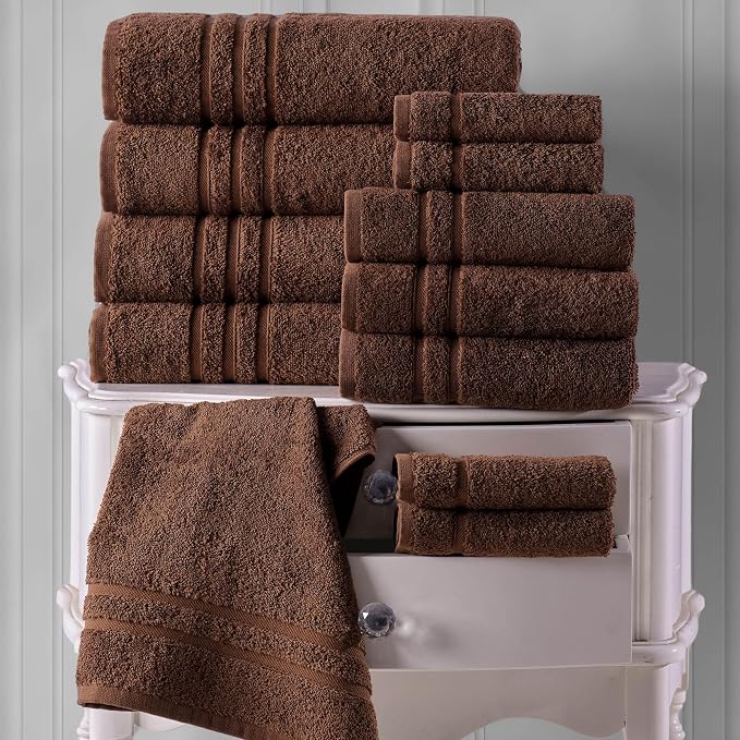 Hawmam Linen Brown Bath Towels 4 Pack Soft and Absorbent, Premium Quality Perfect for Daily Use 100% Cotton Towel 600 GSM