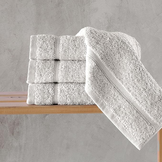 Washcloth Linen Set Premium Original Turkish Cotton, Hotel Quality for Maximum Softness & Absorbency for Face, Hand, Kitchen & Cleaning (Ice Silver, Washcloth Set)
