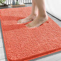 OLANLY Bathroom Rugs 34x21, Extra Soft Absorbent Chenille Bath Rugs, Rubber Backing Quick Dry, Machine Washable Bath Mats for Bathroom Floor, Tub and Shower, Home Decor Accessories, Coral