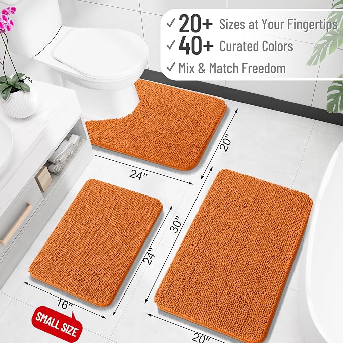 OLANLY Large Bathroom Rugs 40x24, Extra Soft Absorbent Chenille Bath Rugs, Rubber Backing Quick Dry, Machine Washable Bath Mats for Bathroom Floor, Tub and Shower, Home Decor Accessories, Clay