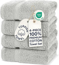 Chakir Turkish Linens Premium Cotton Absorbent Turkish Towels (Hand Towel - 4 Piece Silver)