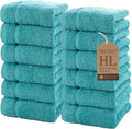 Hawmam Linen Luxury Cotton Washcloths 13x13 Inch - Large Hotel Spa Bathroom Face Towel | 12 Pack | Teal