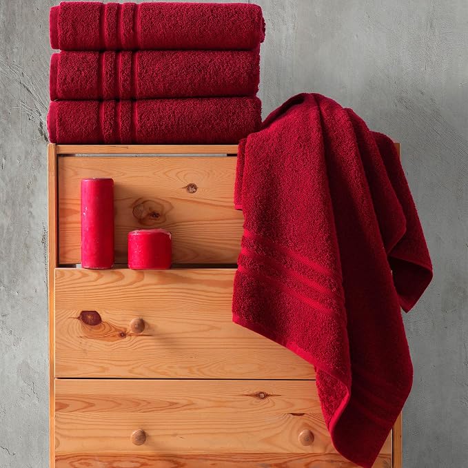 Hawmam Linen Red Bath Towels 4 Pack Soft and Absorbent, Premium Quality Perfect for Daily Use 100% Cotton Towel 600 GSM