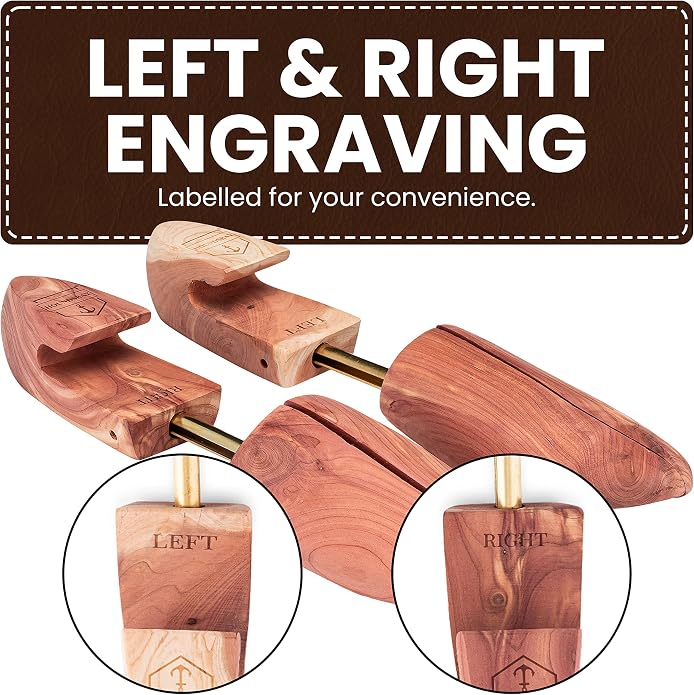 HOUNDSBAY Cedar Shoe Tree, Shoe Trees for Men & Women - Shaper & Stretcher | 100% Aromatic Red Cedar Wood Shoe Trees for Boots & Sneakers, Natural Crease Protector & Shoe Shaper, Shoe & Boot Trees