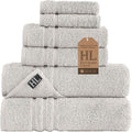 Hawmam Linen Ice Silver 6 Piece Bath Towels Set for Bathroom Original Turkish Cotton Soft, Absorbent and Premium 2 Bath Towels, 2 Hand Towels, 2 Washcloths