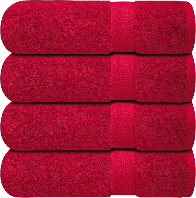 Infinitee Xclusives 100% Ring-Spun Cotton Bath Towels for Bathroom - Pack 4 | Luxury Super Soft, Absorbent & Quick-Drying |27x54 inches| Large Bathroom Towels Set |600 GSM| Gym, Shower, Spa & Hotel Use