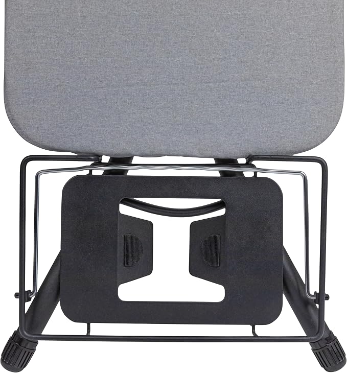 Household Essentials Wide Mega Ironing Board 4-Leg, Steel Top Pressing Station, Matte Black Frame, Grey Cover