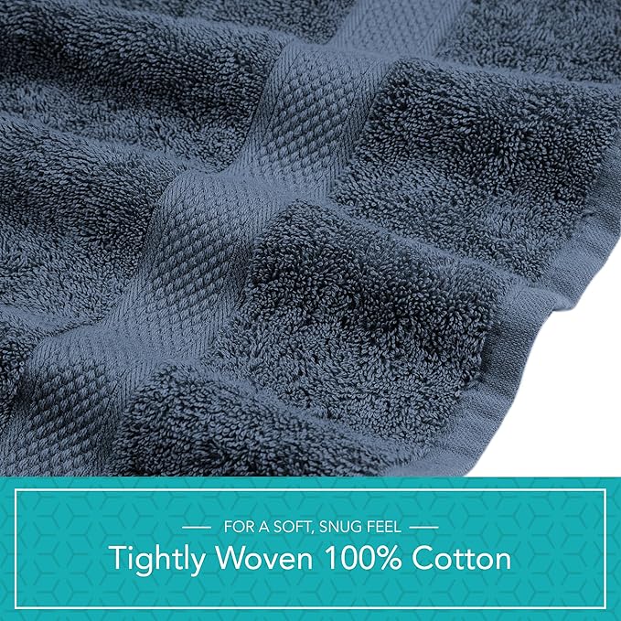 Pleasant Home Bath Towels Set of 6 (24” x 50”) 100% Cotton, 515 GSM | Lightweight, Soft & Highly Absorbent Luxury Towels for Bathroom | for Gym, Pool & Spa | 6 Pack, Navy