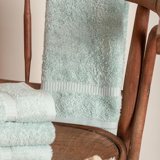 SALBAKOS 6-Piece 100% Turkish Cotton Hand Towels, 16x30 inch, Seafoam Green | Large Size Thick Super Soft Highly Absorbent, Versatile Hair Face & Hand Drying Towel, Premium Hotel Quality Made in Turkey