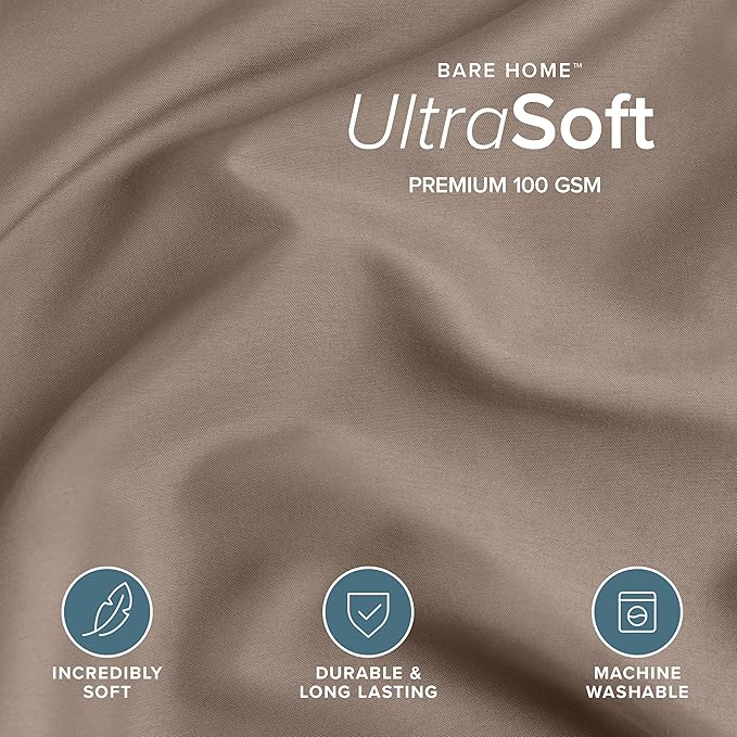Bare Home Bedding Duvet Cover Oversized Queen - Premium 1800 Super Soft Collection - Lightweight, Cooling - Soft Breathable Bedding Duvet Cover (Oversized Queen, Taupe)