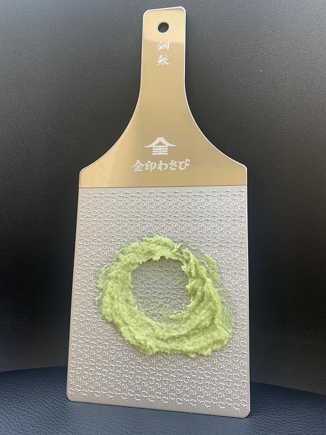 Sustainable Stainless Steel Wasabi Grater - Hagane Zame PRO - Grate Wasabi, Garlic, Ginger, Apples, Fruits, Vegetables, Creamy Texture/Kinjirushi Wasabi (Professional Size) 10.3 inch x 4.3 inch