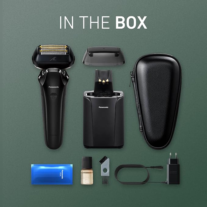 Panasonic ARC6 Electric Razor for Men Face, Wet/Dry Foil Shavers for Men, Premium Automatic Cleaning and Charging Station, Ultra-Fast 6-Blade & Pop-Up Trimmer - ES-LS9A-K (Black)