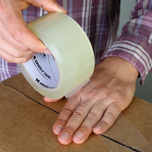 Grizzly Power Clear Packing Tape (36 Rolls) | Heavy Duty Packing Tape (2 Inch x 65 Yards), 3 Inch Core | 2.8mil Thick Strong Adhesive for Moving Boxes, Shipping Cartons, Office Use, Storage & Wrapping