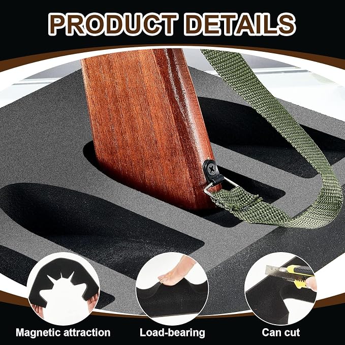 Geelin 2 Set Foam Gun Rack Gun Safe Accessory Universal Gun Safe Organizer with Magnetic Strip and Holder for Butt Stocks Shotgun Rifle Rack Rifle Rest Holder for Metal Gun Storage Gun Cabinet Gifts