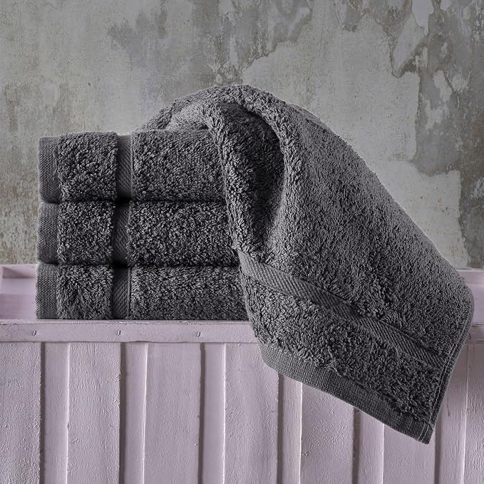 Washcloth Linen Set Premium Original Turkish Cotton, Hotel Quality for Maximum Softness & Absorbency Face Towels for Hand, Kitchen & Cleaning (Grey Washcloths Set)