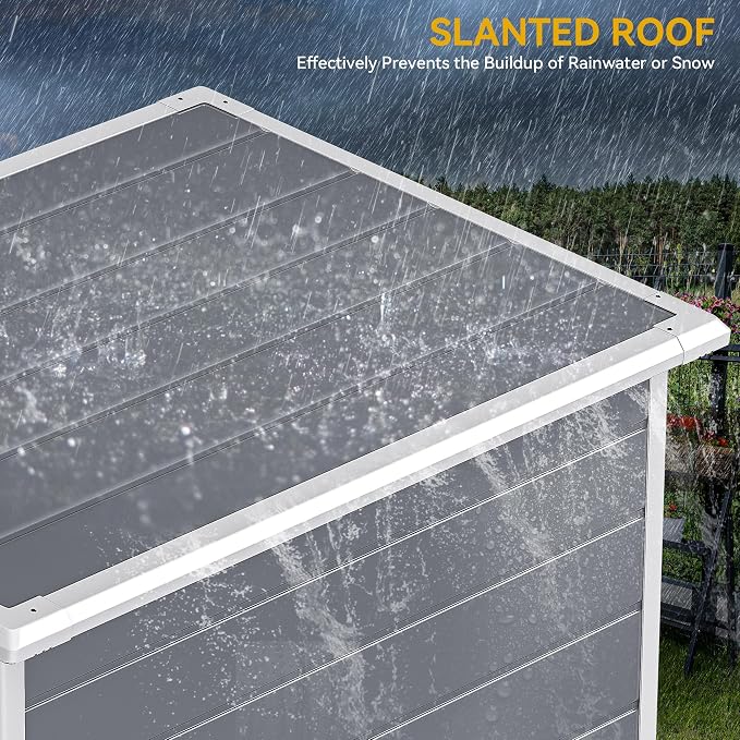 DWVO 5x3 FT Outdoor Storage Shed with Reinforced Floor, All-Weather Resin Storage Shed with Lockable Door & Window, Waterproof Plastic Tool Shed for Garden, Backyard, Patio, Lawn