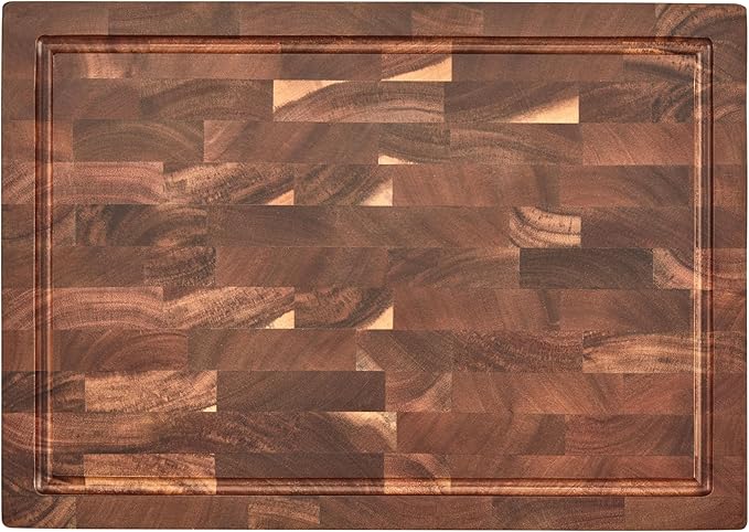 Cuisinart 17" Reversible End Grain Acacia Cutting Board Embedded Handles