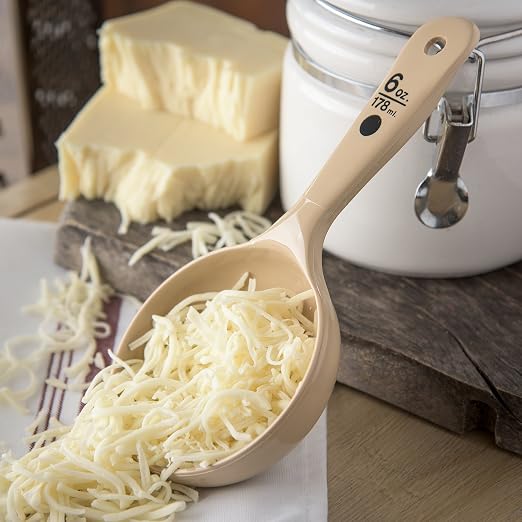 Carlisle FoodService Products Measure Miser Plastic Measuring Spoon with Short Handle, 6 Ounces, Beige (Pack of 12)