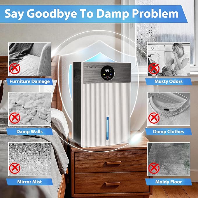 Mini Dehumidifiers for Home(650sq.ft), Small Quiet Dehumidifier with Drain Hose 66 OZ Water Tank 4 Timer Auto Defrost and Shutoff Sleep Mode, Ideal for Bathroom, Bedroom, Closet, RV