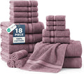 LANE LINEN Premium Bath Towel Set of 18 – 100% Cotton, 6 Large Bath Towel, 6 Handtowels & 6 Washcloths, Zero Twist, Ultra Soft & Durable, Quick-Dry, Ideal for Spa, Hotel & Everyday Use – Wishful Mauve