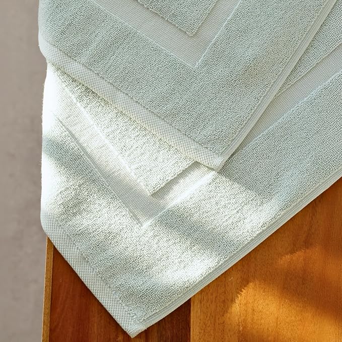 SALBAKOS 2-Piece 100% TurkishCotton BathMat Towel, 20x34 inch SeafoamGreen | Bathroom Floor Towels, Thick Soft Most Absorbent Quick-Dry Durable Large Size Foot Rug, Premium Hotel Quality Made in Turkey