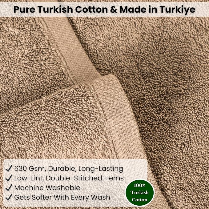 SALBAKOS Luxury 100% Turkish Cotton Bath Sheet 40x80 in (1-Piece, Taupe) | Extra Large Jumbo Oversized Bathroom and Beach Towel, Super Soft Highly Absorbent Thick Premium Hotel Quality, Made in Turkey