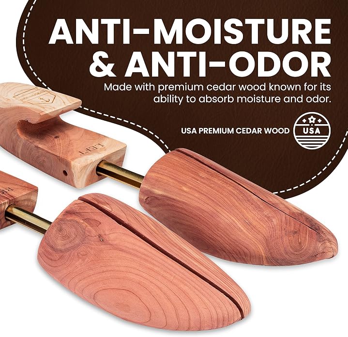 HOUNDSBAY Cedar Shoe Tree, Shoe Trees for Men & Women - Shaper & Stretcher | 100% Aromatic Red Cedar Wood Shoe Trees for Boots & Sneakers, Natural Crease Protector & Shoe Shaper, Shoe & Boot Trees