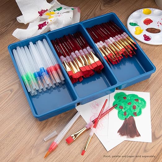 Royal Brush Big Kids Choice Brush Bonus Flat Classroom Pack, Assorted, Set of 72 Brushes and 12 Aprons - 406839
