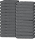 White Classic Wealuxe Dark Gray Washcloths 24 Pack - 600 GSM 100% Ring-Spun Cotton Wash Cloths for Showering, Highly Absorbent and Soft | 12x12 Inches