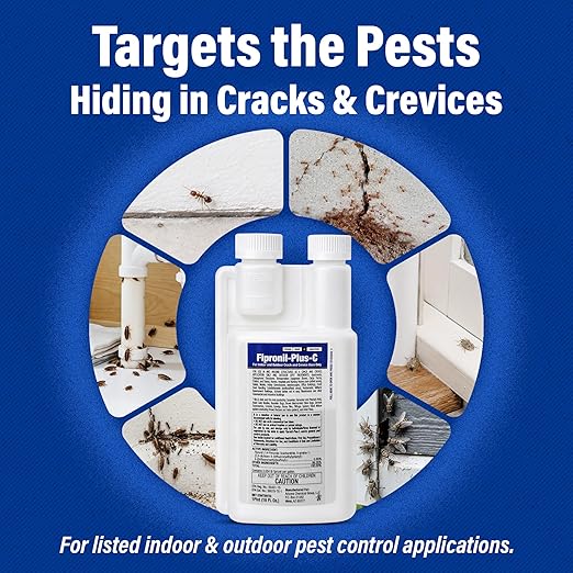 Fipronil Plus C Pest Control Concentrate - DIY Commercial-Strength Roach Killer Indoor Infestation, Easy-Use Ant Spray, Makes 21 Gallons of Fipronil Solution for Homeowners - 16 oz