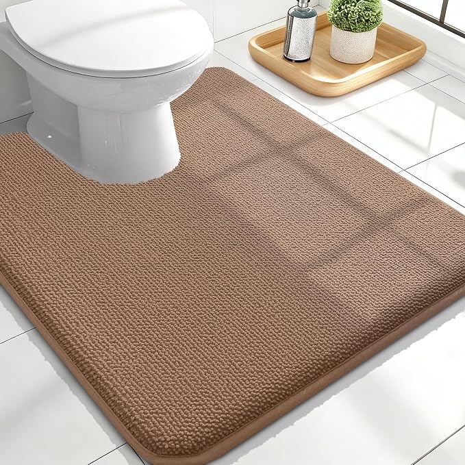 OLANLY Thick Memory Foam Bathroom Rugs 24x20, Absorbent Bath Mat, Mocha | Soft Quick Dry Bath Rugs Mats, Non-Slip, Machine Washable Carpet for Bathroom Floor, Tub and Shower, Home Decor Accessories