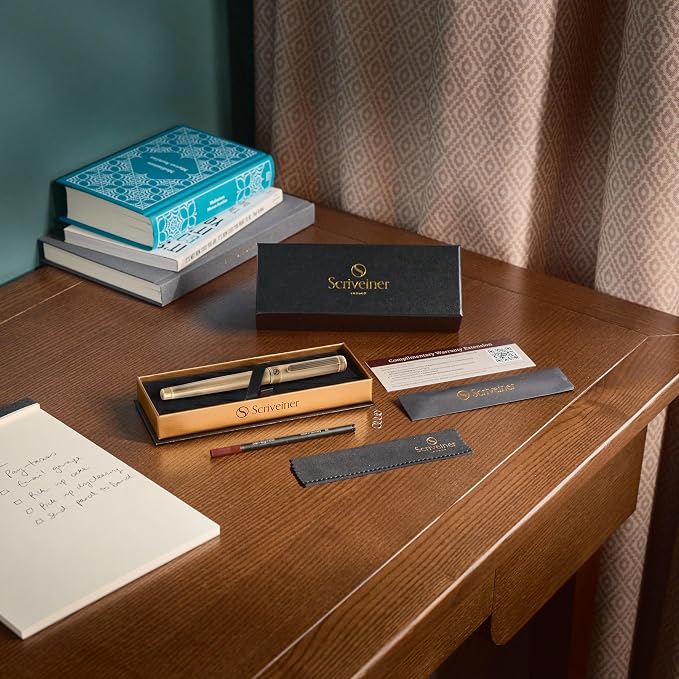 Scriveiner Bronze Rollerball Pen - Stunning Luxury Pen, Schmidt Ink Refill, Best Roller Ball Gift Set for Men & Women, Professional, Executive Office, Nice Pens